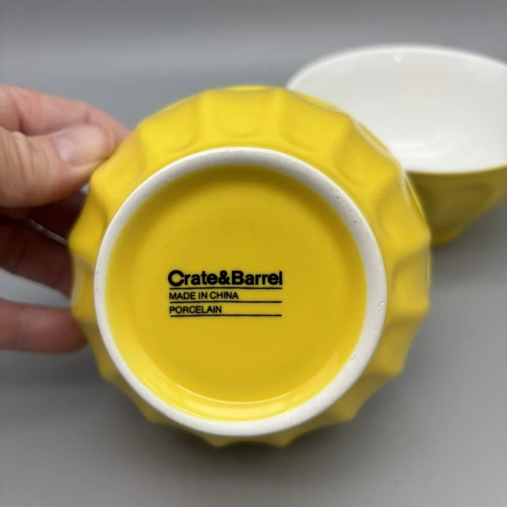 Crate and Barrel Bowls, Column Design, Dessert/Fruit/Sauce/All Purpose Yellow